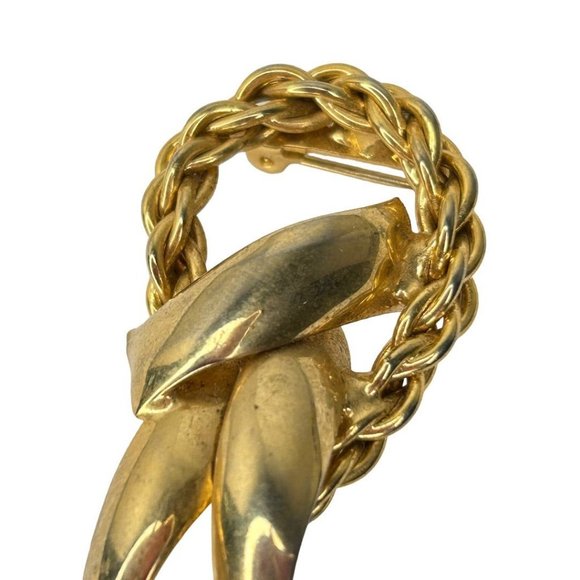 Vintage Goldtone Brooch Dimensional Ribbon Abstractt 2.25" - Picture 4 of 6